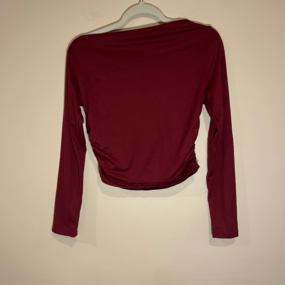 SHEIN Burgundy Long Sleeve Blouse
